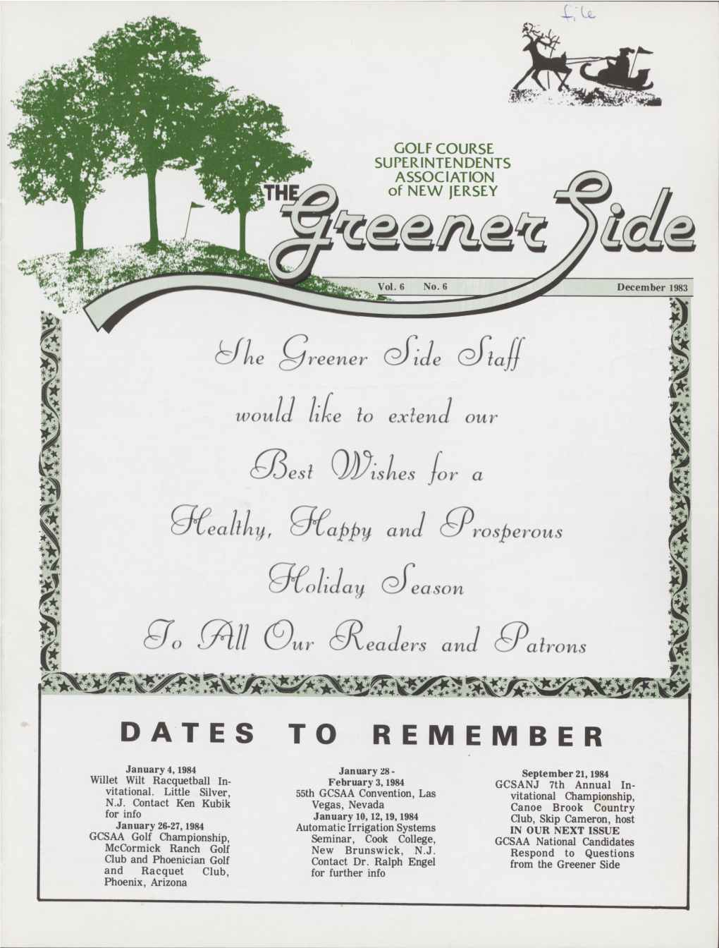 Golf Course Superintendents of New Jersey the Greener Side Vol. 6 No. 6