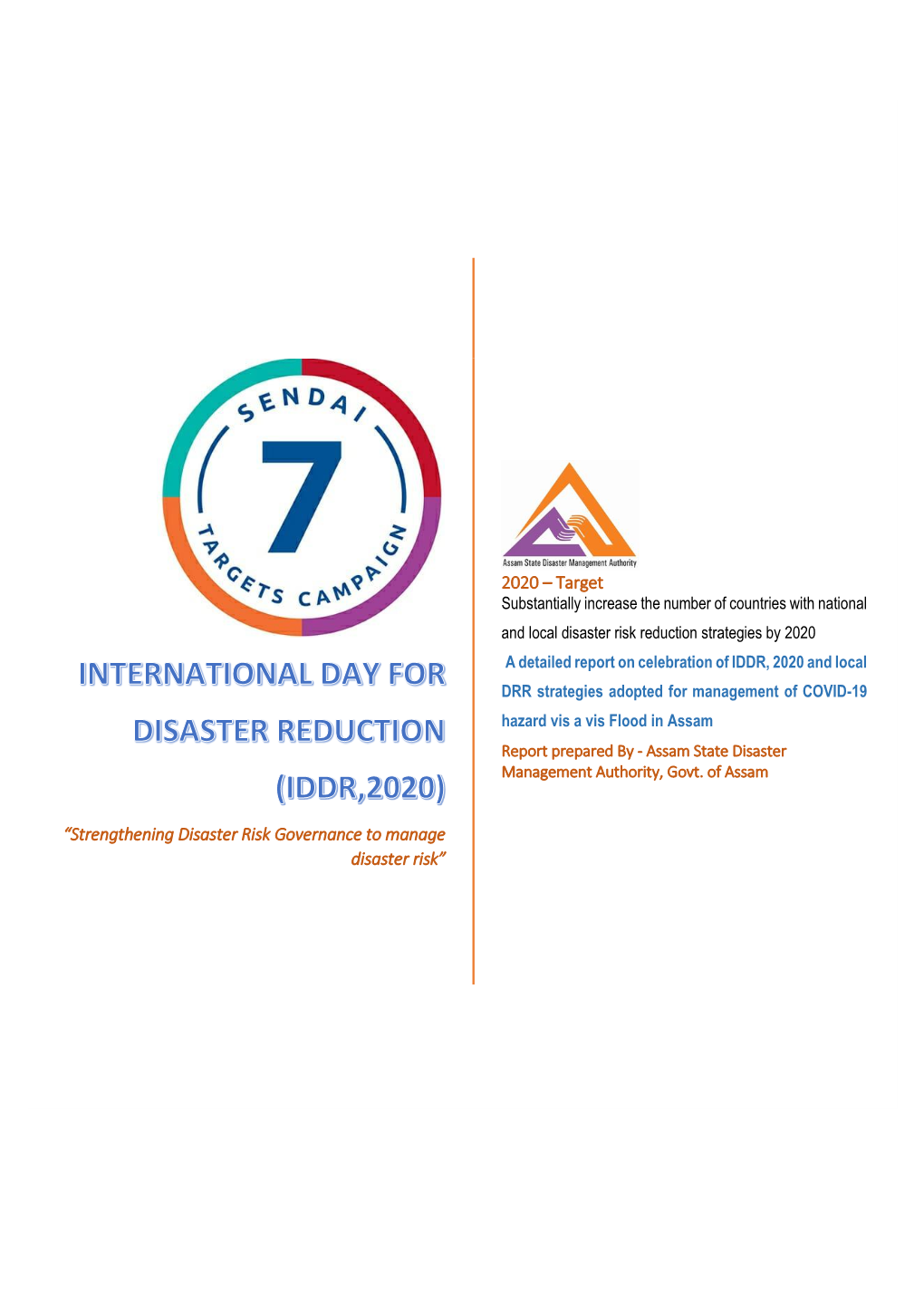 International Day for Disaster Reduction (Iddr,2020)