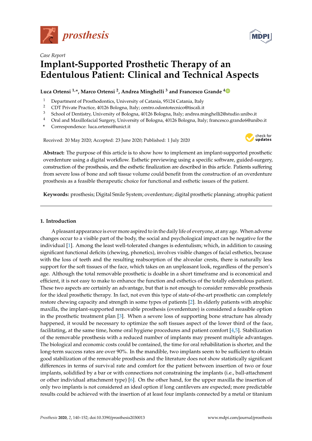 Implant-Supported Prosthetic Therapy of an Edentulous Patient: Clinical and Technical Aspects