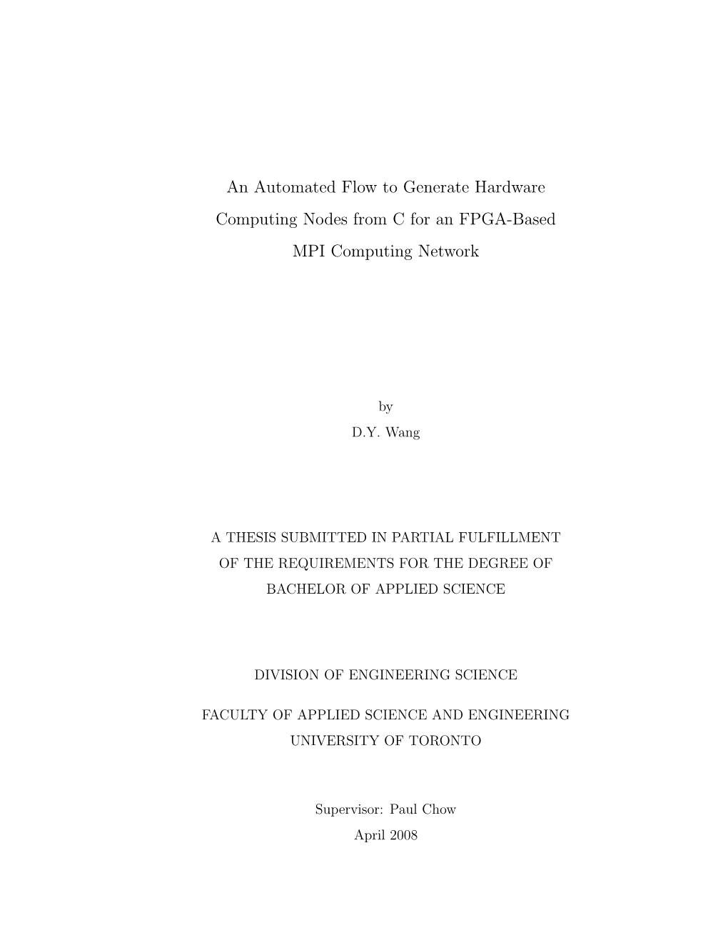 An Automated Flow to Generate Hardware Computing Nodes from C for an FPGA-Based MPI Computing Network