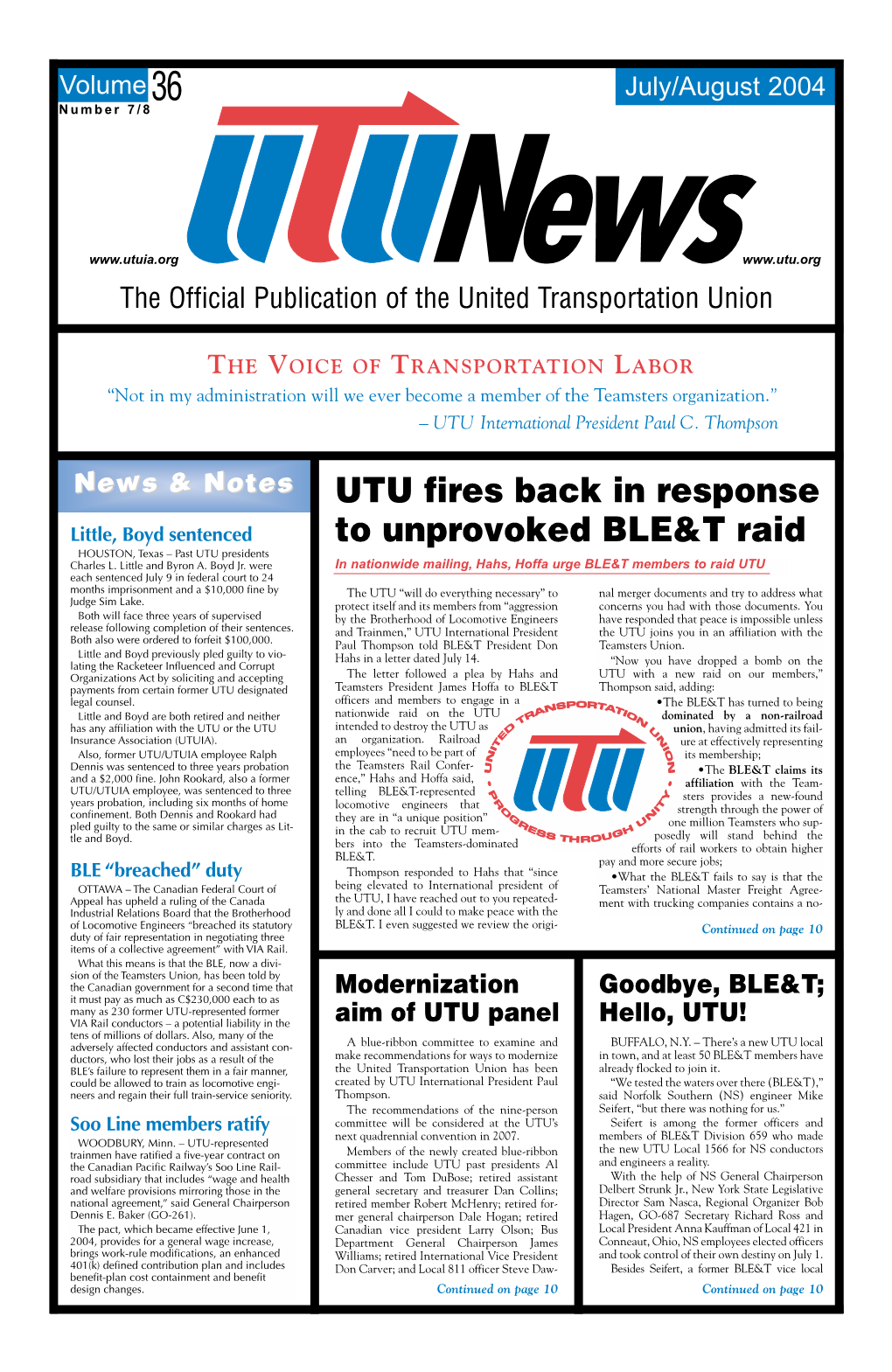 UTU News, July-August 2004