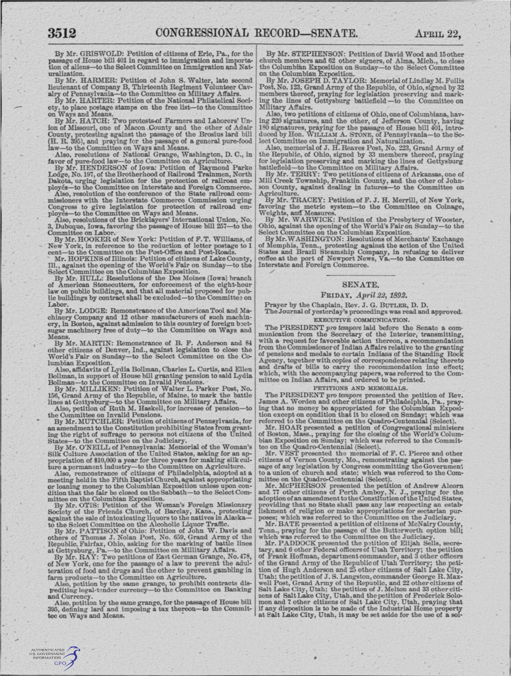 Congressional Record-Senate. April 22