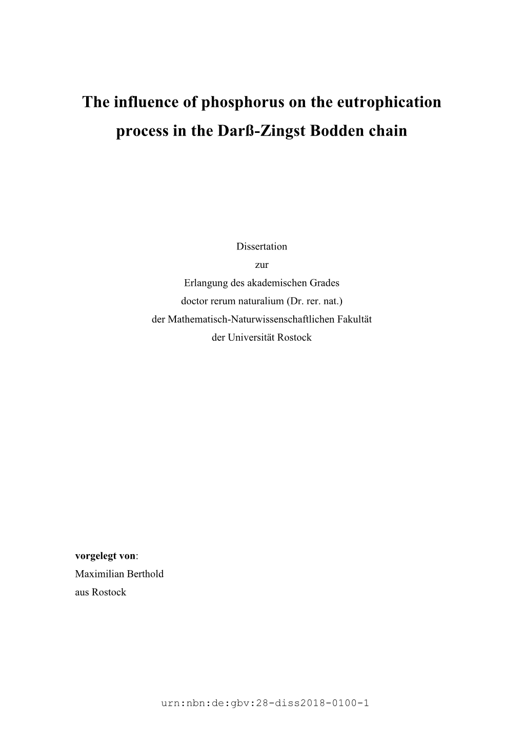 The Influence of Phosphorus on the Eutrophication Process in the Darß-Zingst Bodden Chain