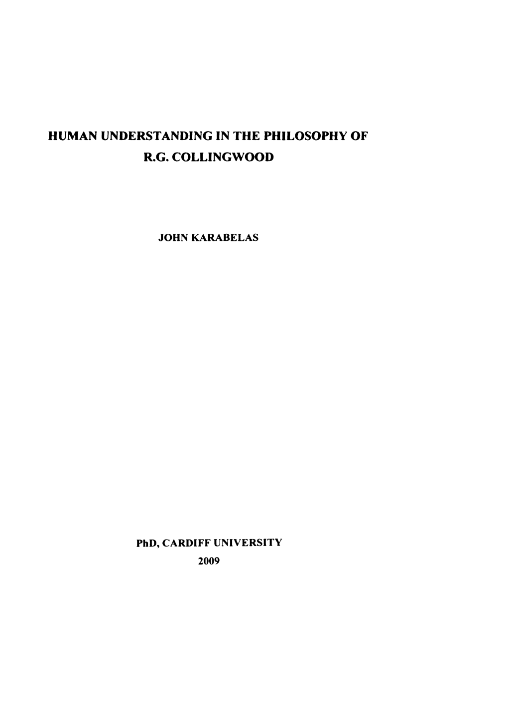 Human Understanding in the Philosophy of R.G. Collingwood