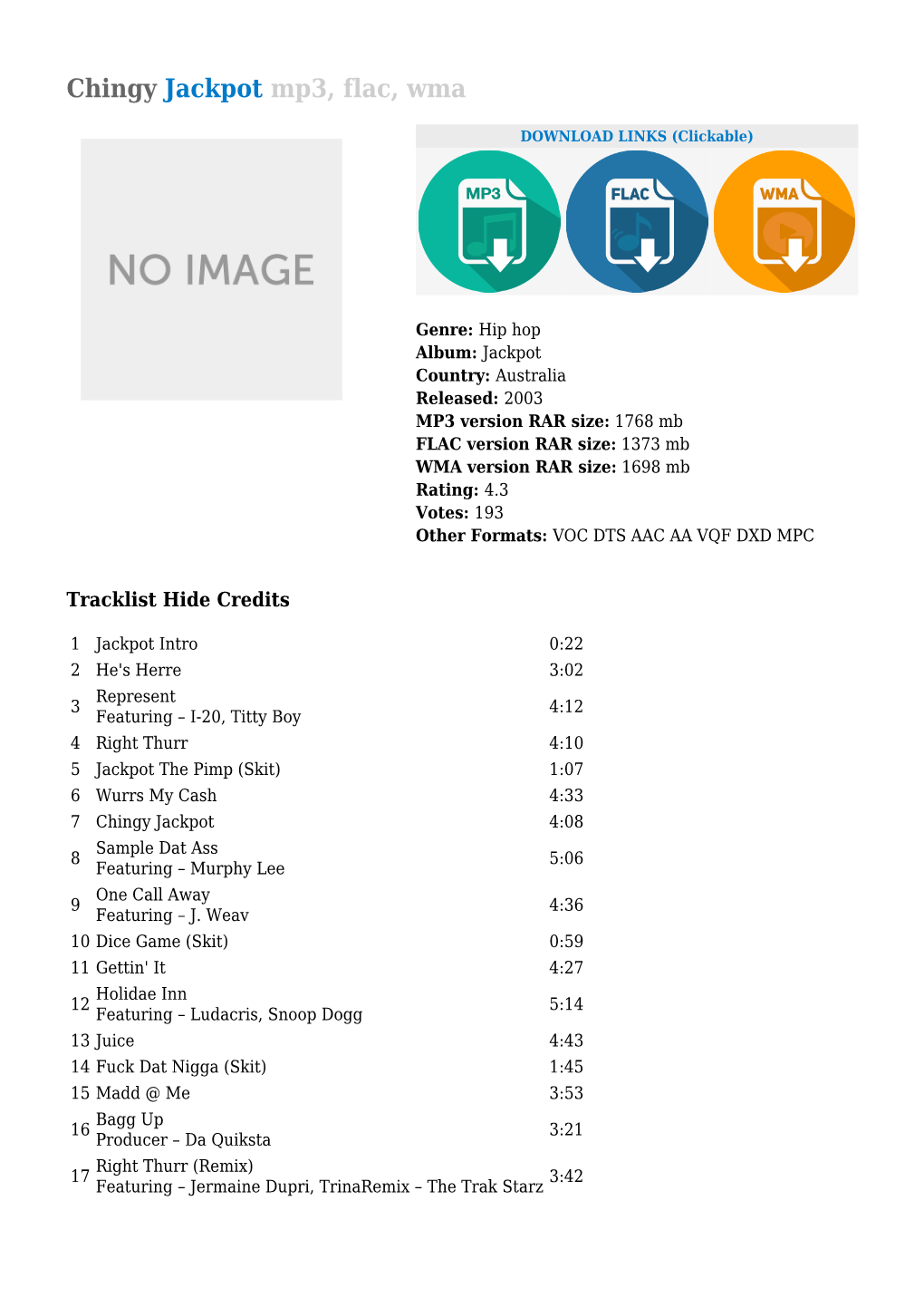 Chingy Jackpot Mp3, Flac, Wma