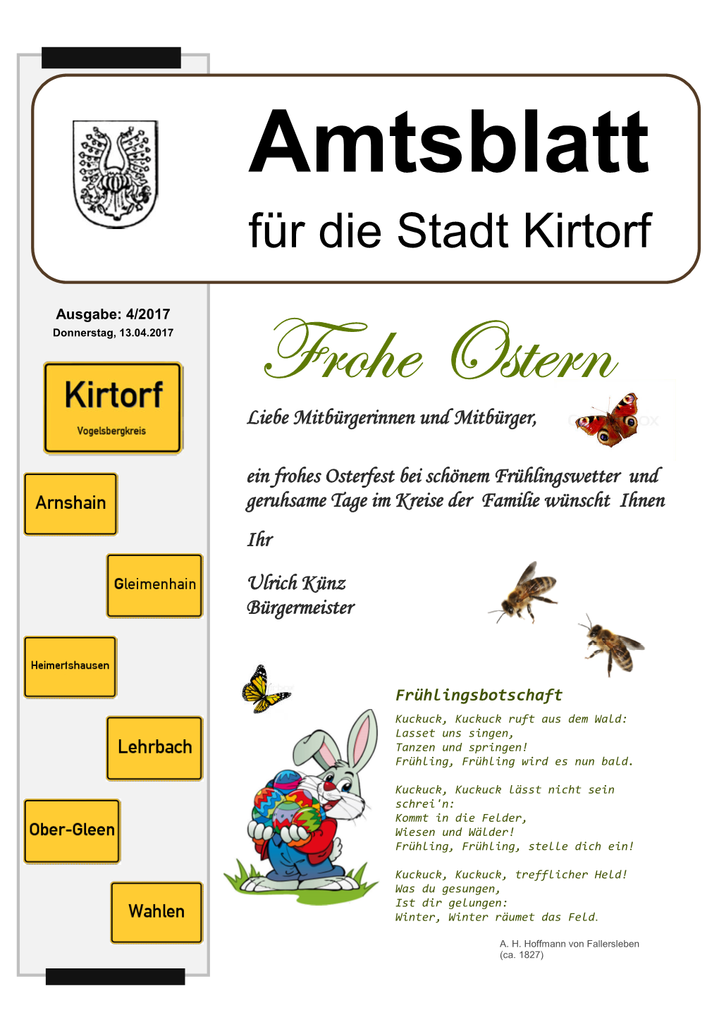 Amtsblatt Für Die Stadt Kirtorf