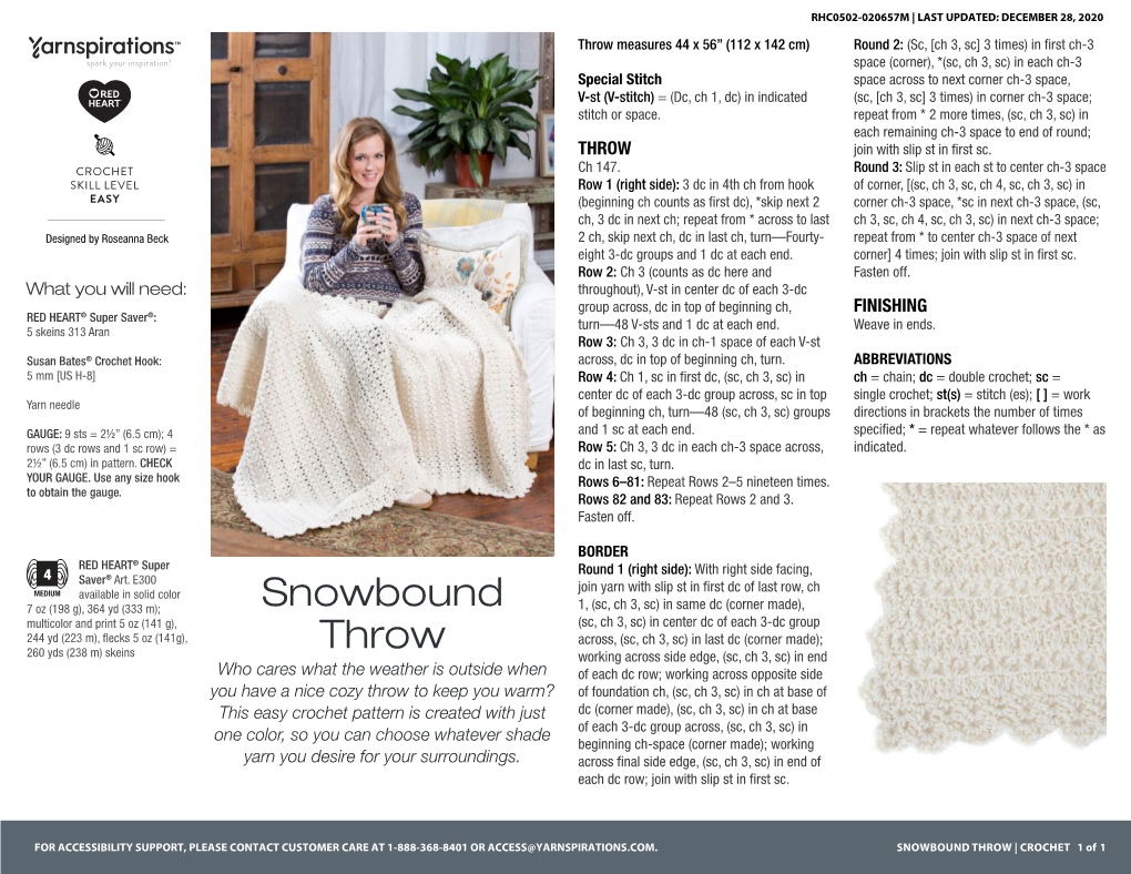 SNOWBOUND THROW | CROCHET 1 of 1 ©2013 Coats & Clark