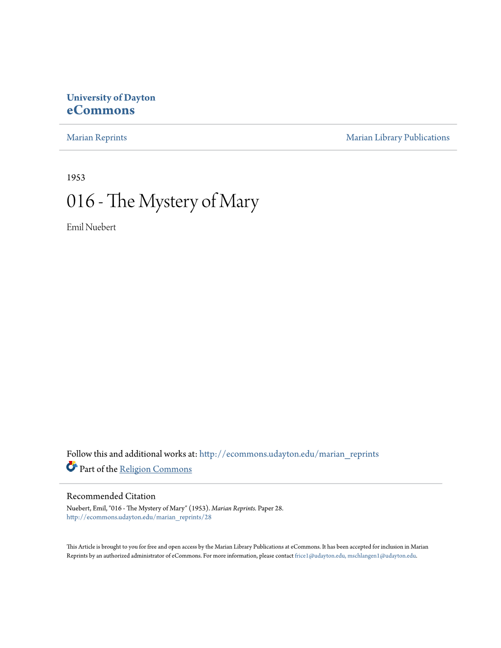 The Mystery of Mary