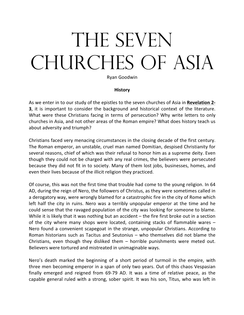 Seven Churches of Asia Ryan Goodwin