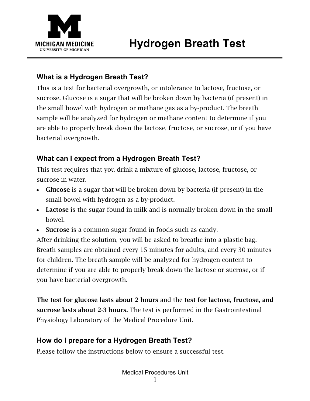 Hydrogen Breath Test