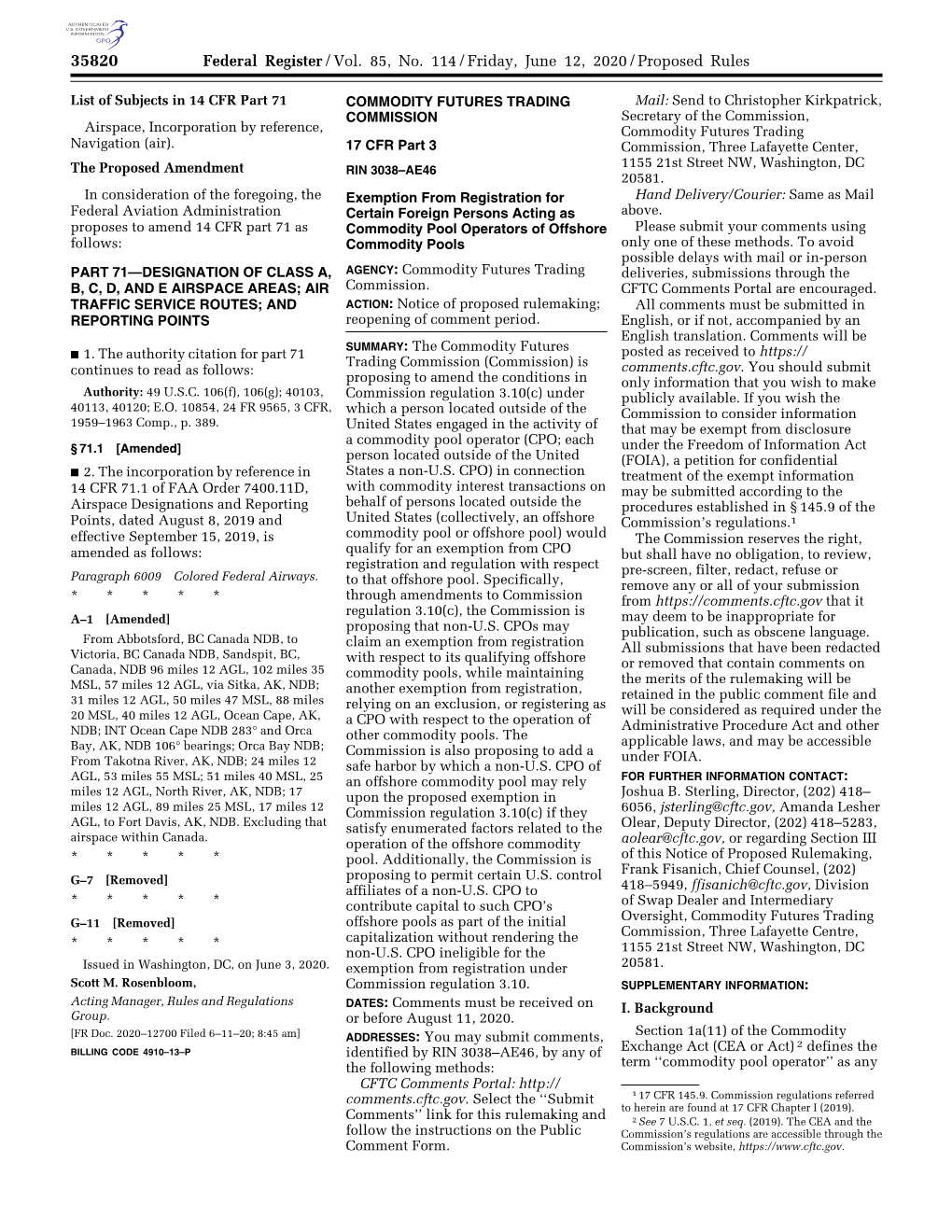 Federal Register/Vol. 85, No. 114/Friday, June 12, 2020