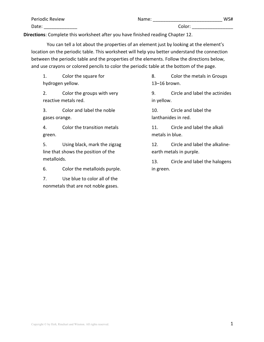 Directions: Complete This Worksheet After You Have Finished Reading Chapter 12