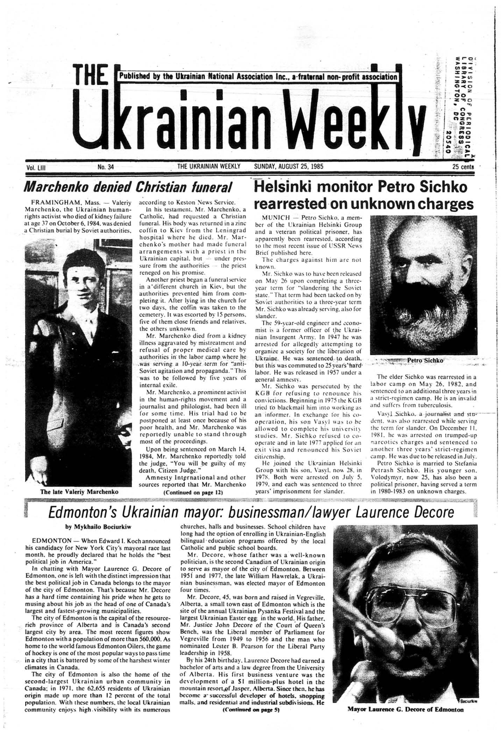 The Ukrainian Weekly 1985