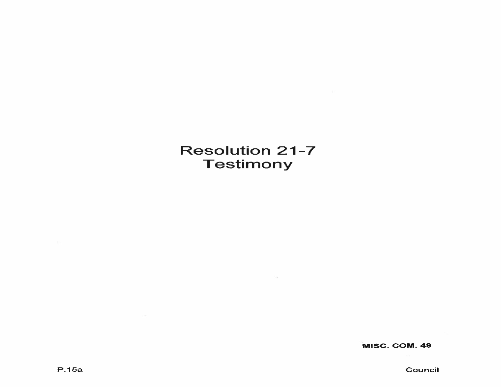 Resolution 21-7 Testimony