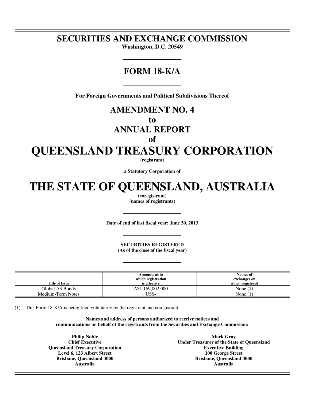 Queensland Treasury Corporation the State Of