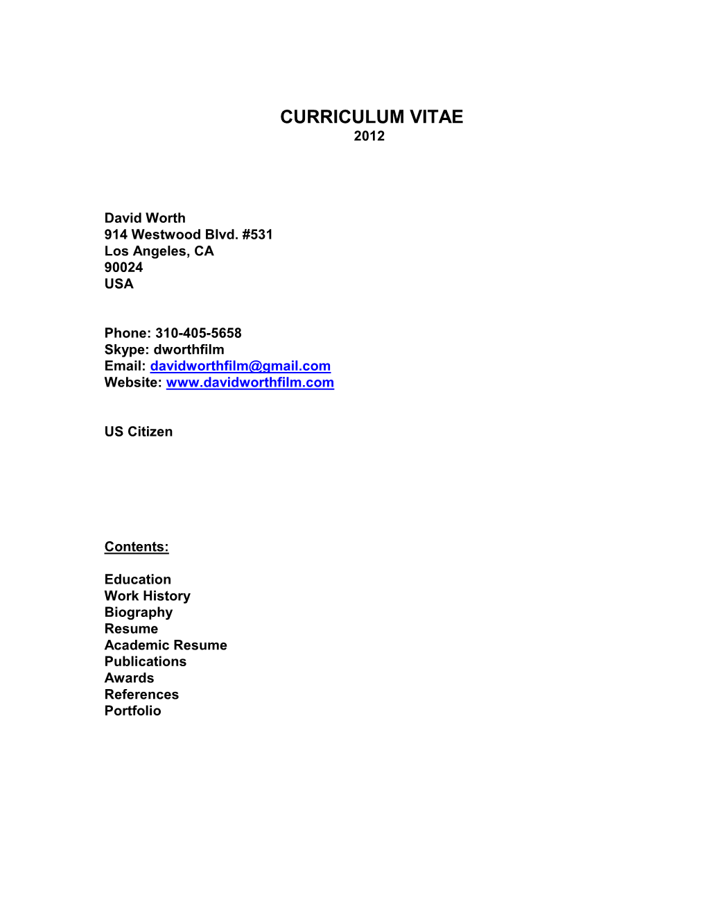 Curriculum Vitae 2012