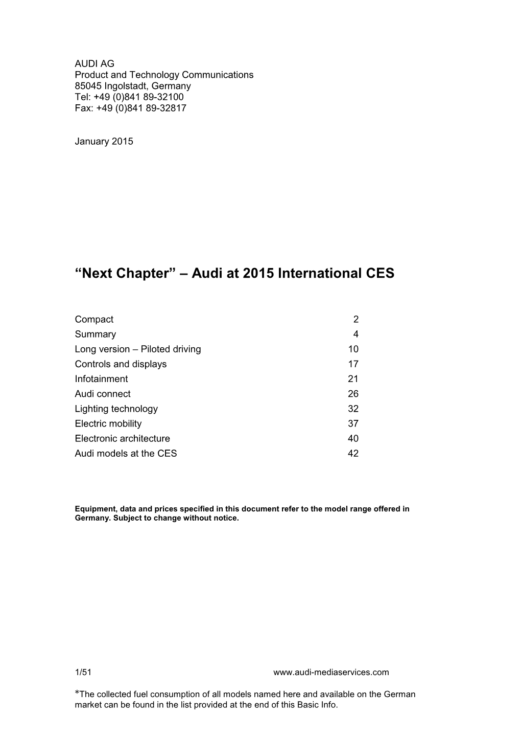 “Next Chapter” – Audi at 2015 International CES