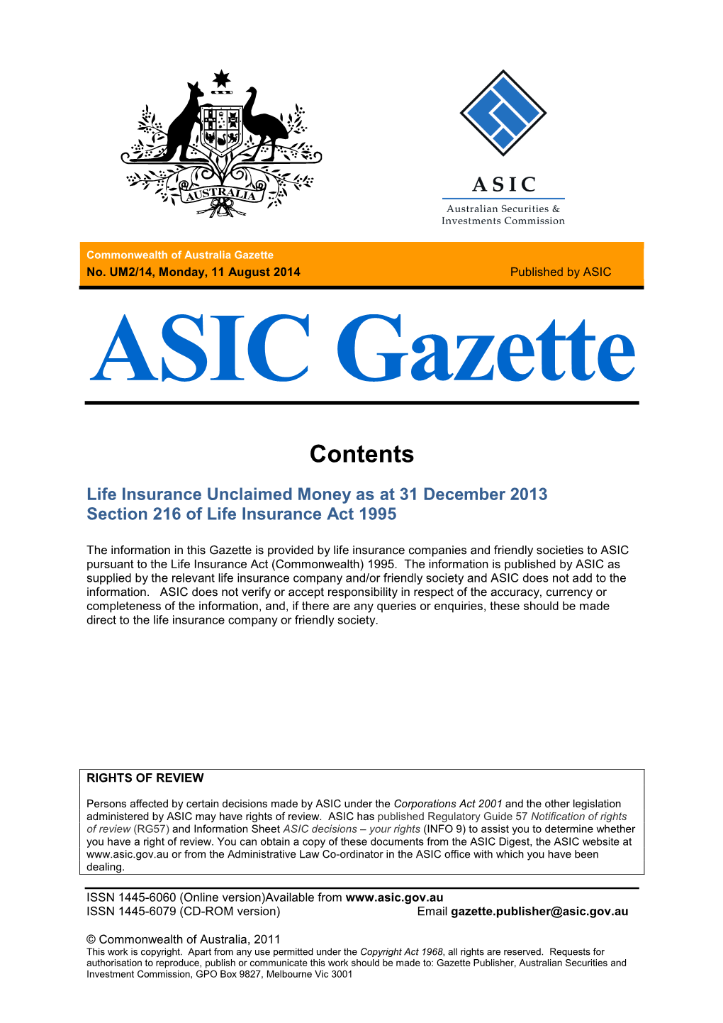 ASIC Gazette