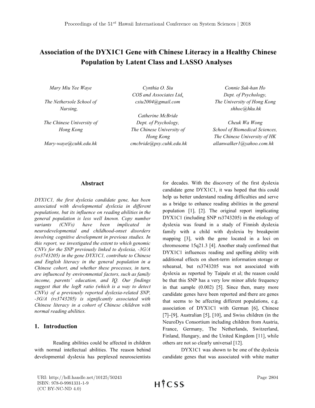 Association​ ​Of​ ​The​ ​DYX1C1​ ​Gene​ ​With​ ​Chinese