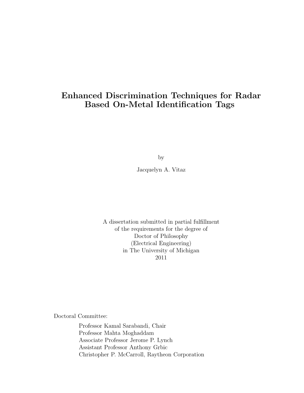 Enhanced Discrimination Techniques for Radar Based On-Metal Identiﬁcation Tags