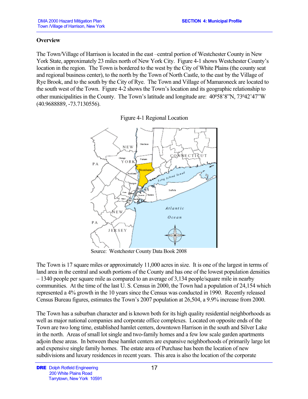 Central Portion of Westchester County in New York State, Approximately 23 Miles North of New York City