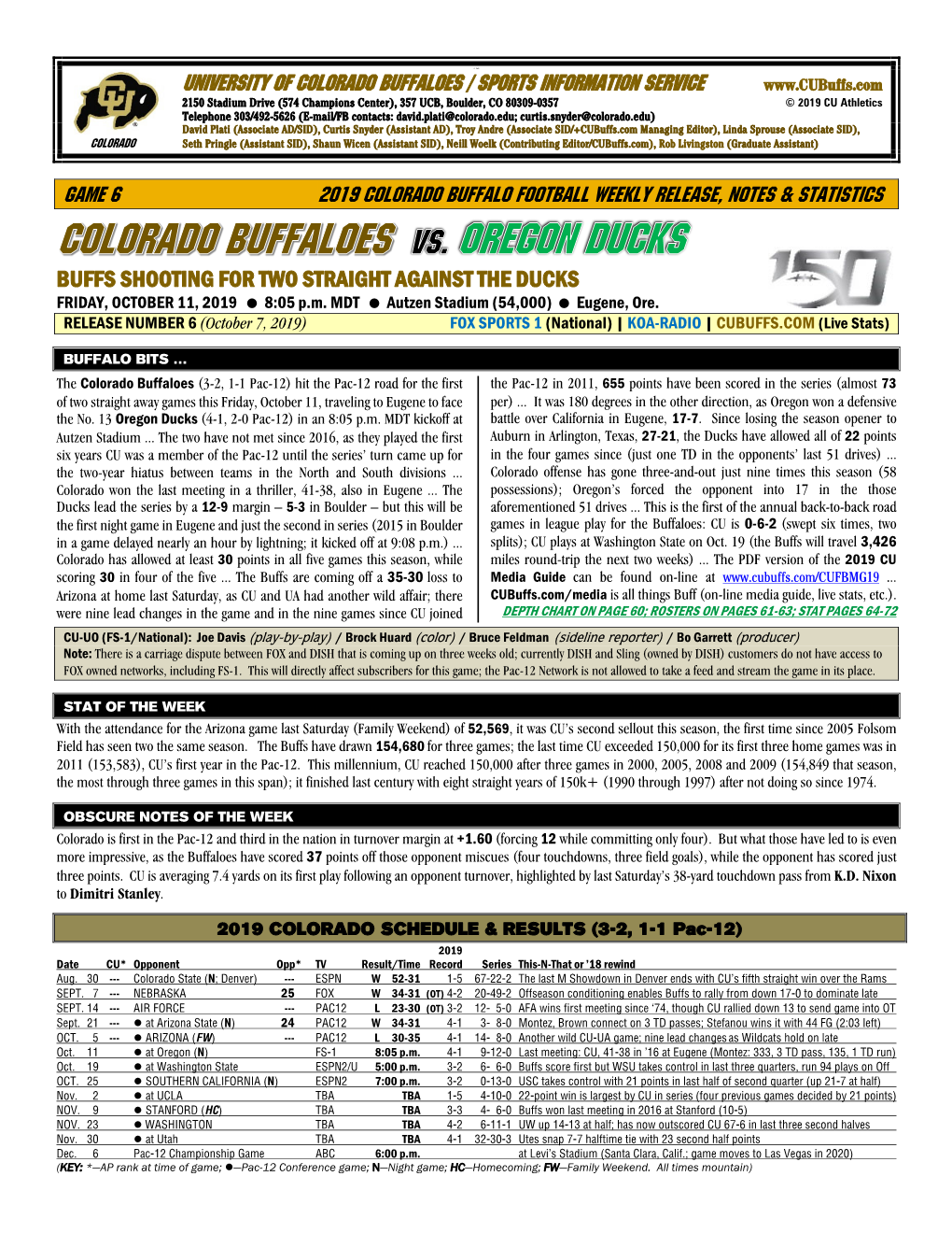 University of Colorado Buffaloes / Sports Information Service