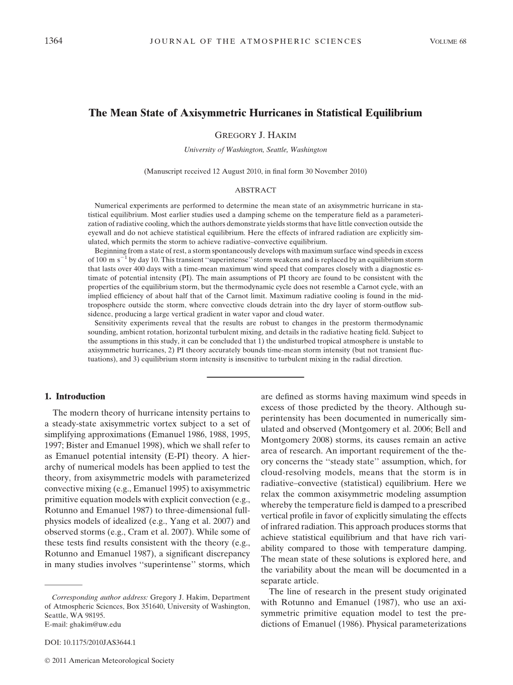 The Mean State of Axisymmetric Hurricanes in Statistical Equilibrium