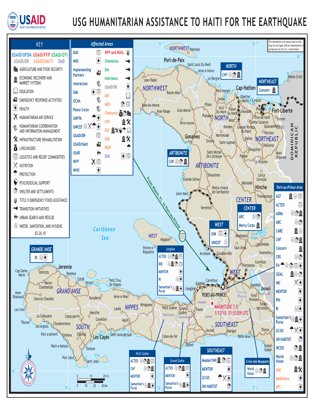 USAID/OFDA Haiti Earthquake Program Map 3/26/2010