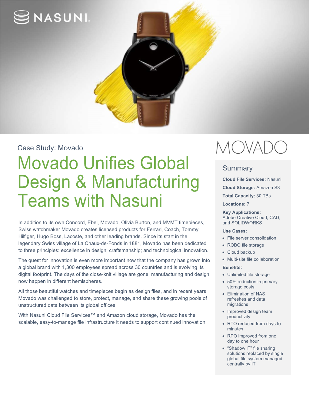 Movado Unifies Global Design & Manufacturing Teams with Nasuni