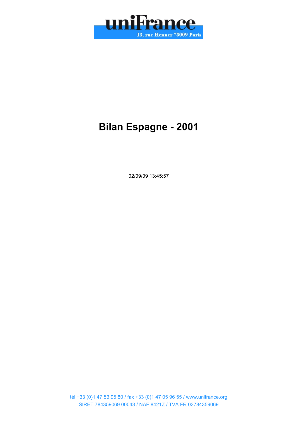 Bilan Espagne - 2001