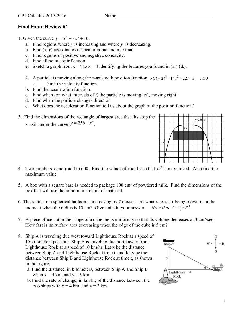 Final Exam Review #1