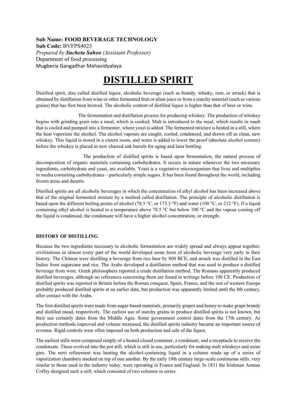 Distilled Spirit