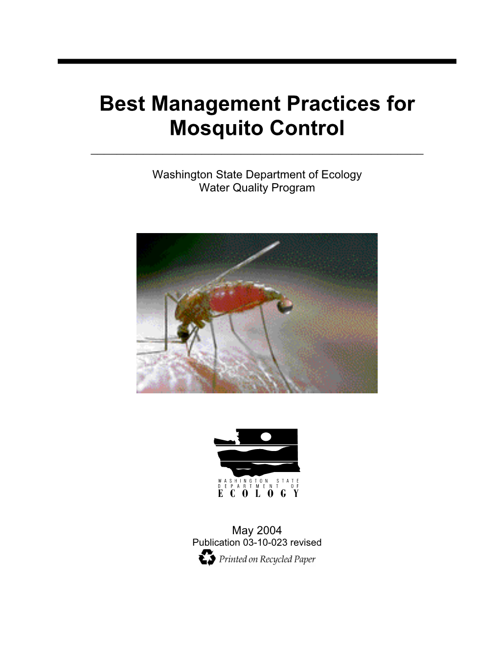 Best Management Practices for Mosquito Control ______