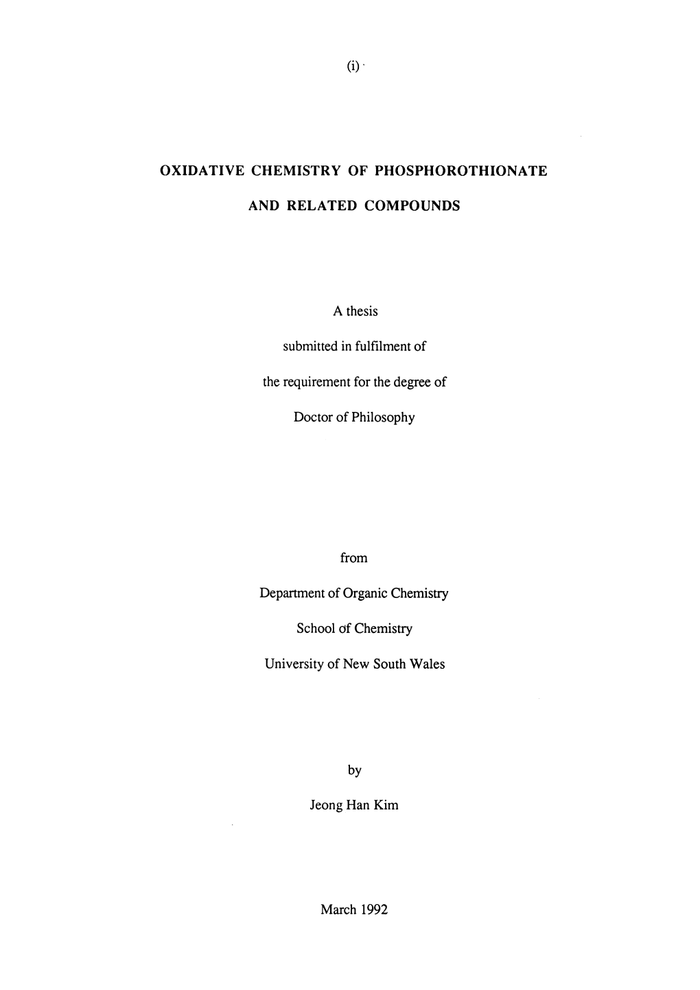 Oxidative Chemistry of Phosphorothionate And