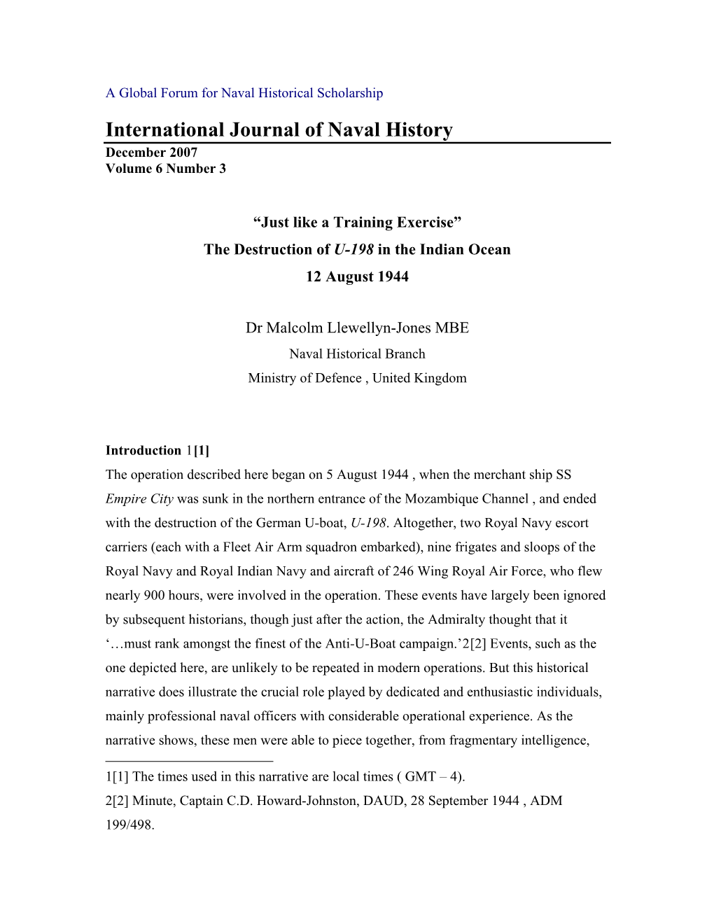 A Global Forum for Naval Historical Scholarship