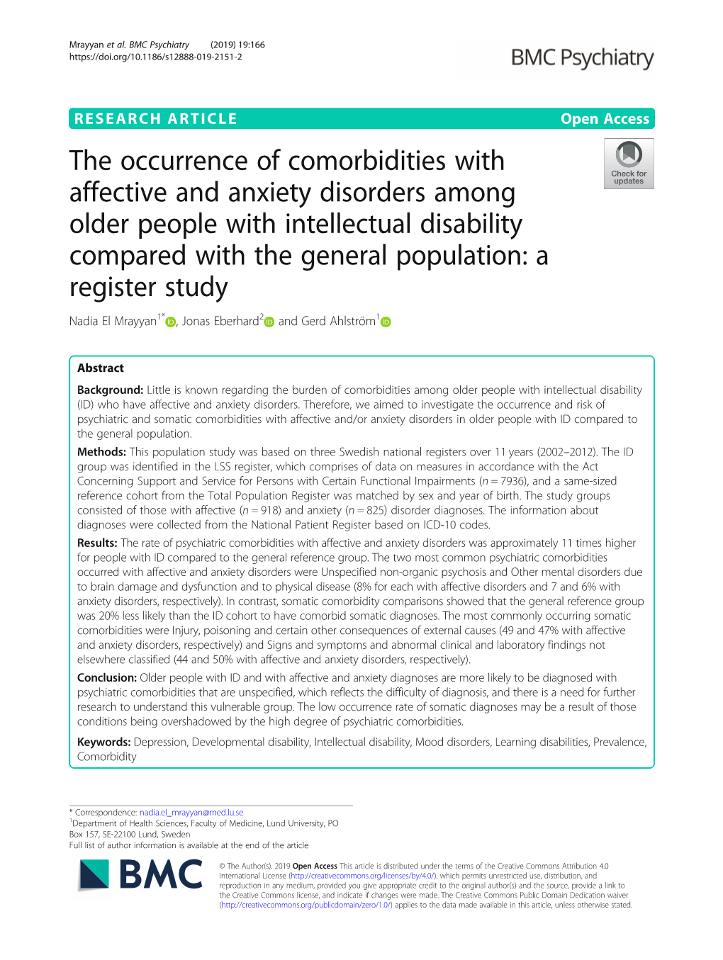 The Occurrence of Comorbidities with Affective and Anxiety Disorders