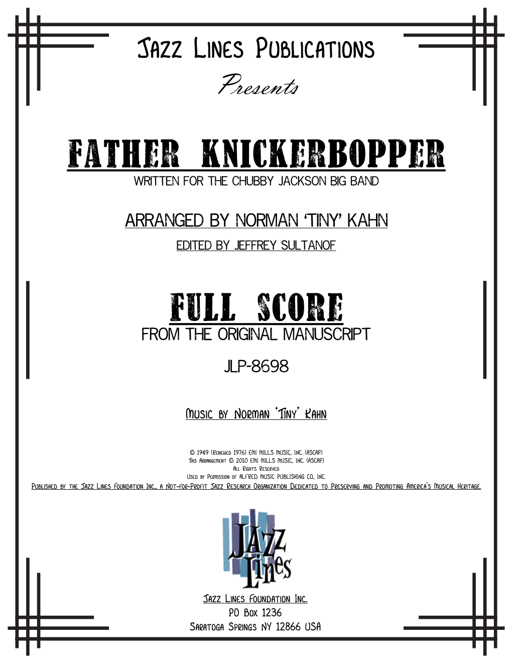 Father Knickerbopper Written for the Chubby Jackson Big Band