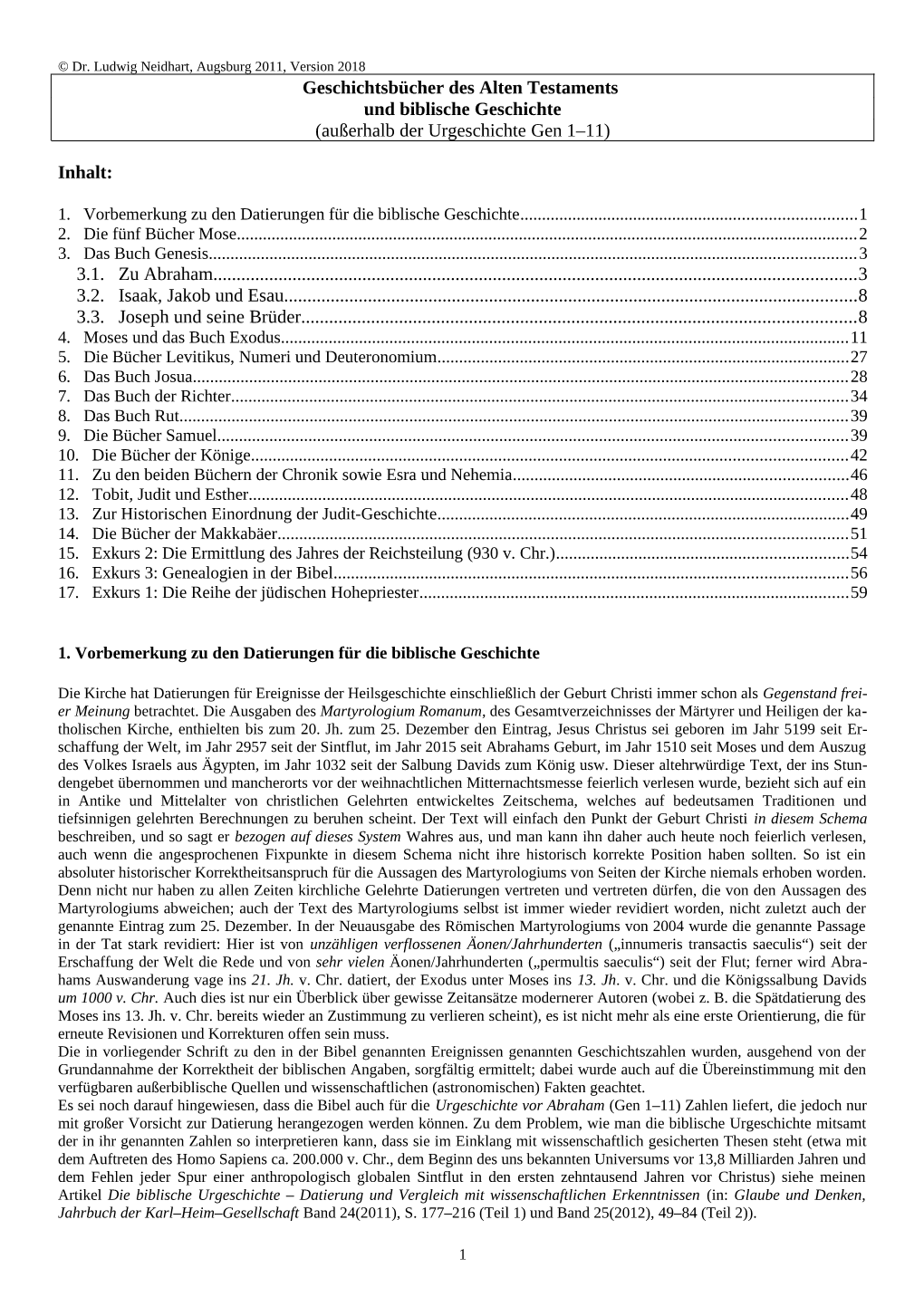 Geschichtsbücher Des Alten Testaments Und Biblische Geschichte (Außerhalb Der Urgeschichte Gen 1–11)