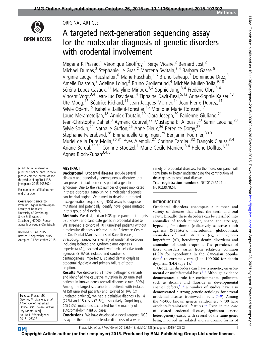 A Targeted Next-Generation Sequencing Assay for the Molecular