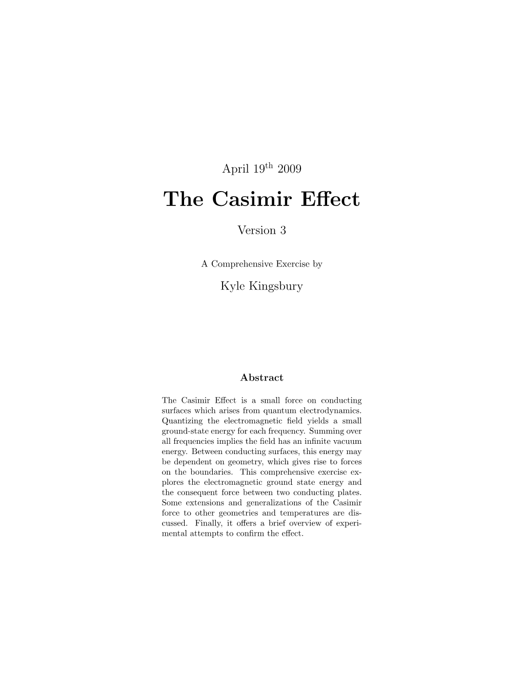The Casimir Effect