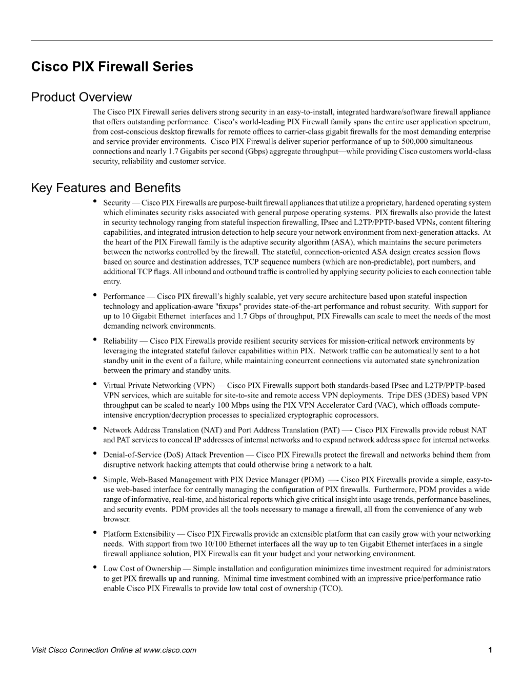 Cisco PIX Firewall Series