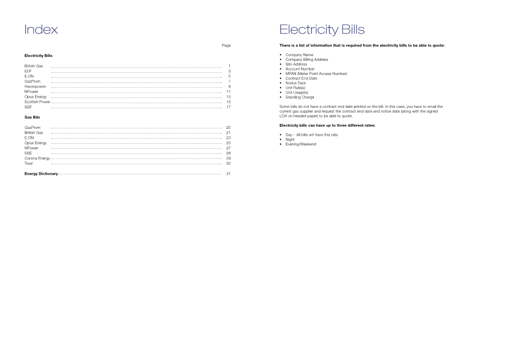 Electricity Bills Index