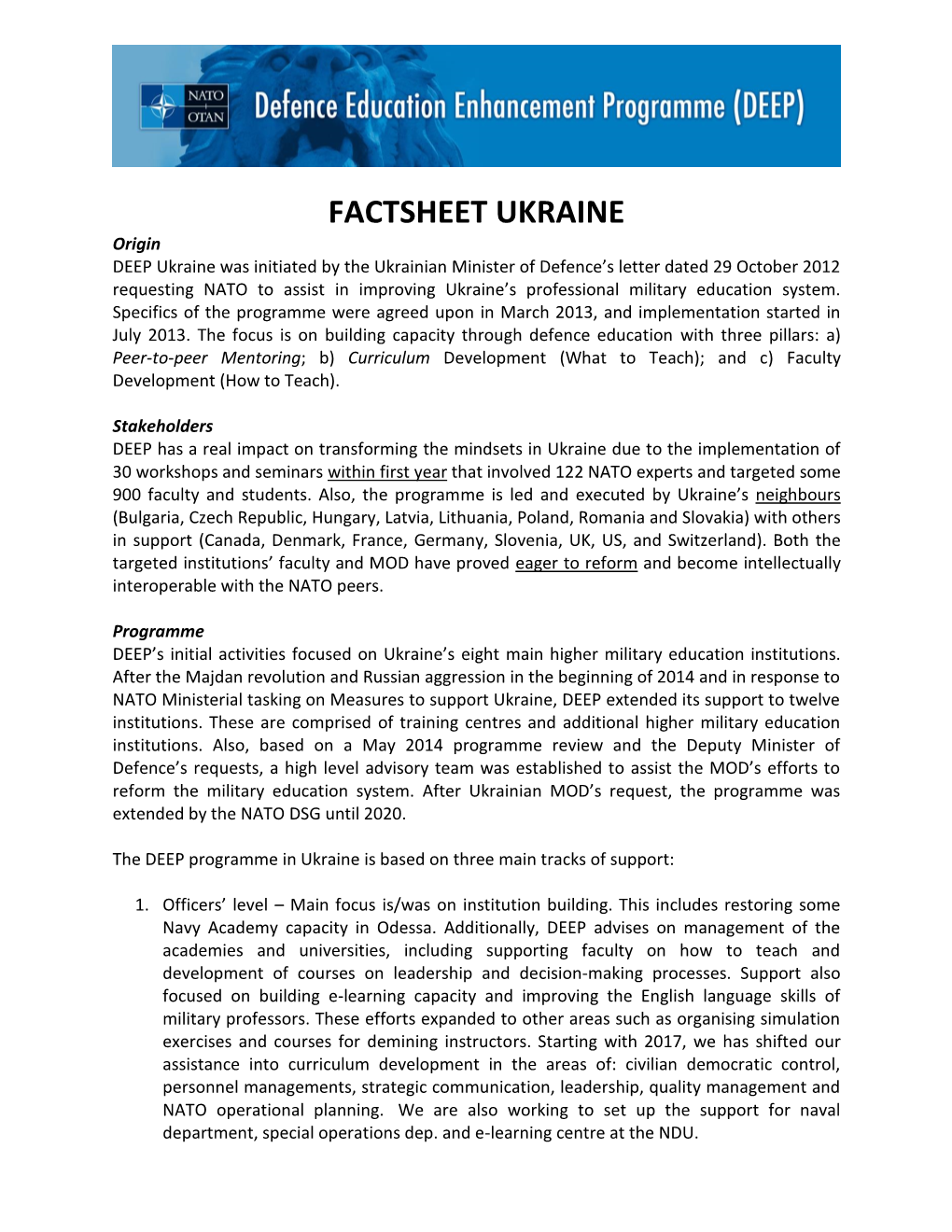 Factsheet Ukraine
