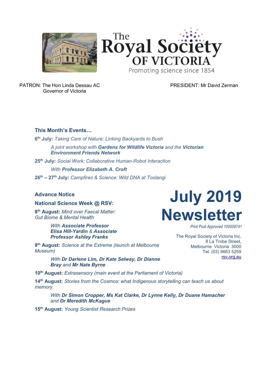 July 2019 Newsletter