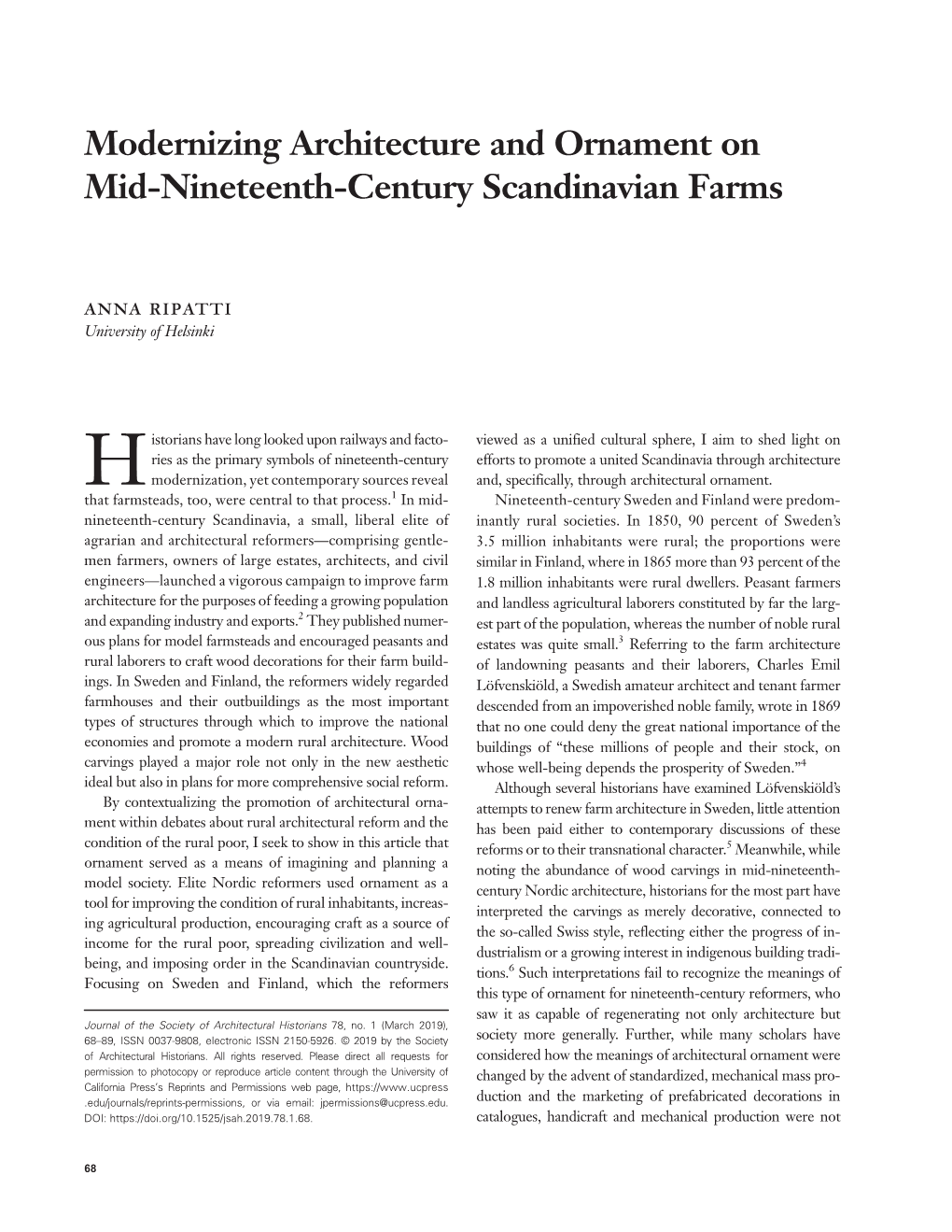 Modernizing Architecture and Ornament on Mid-Nineteenth-Century Scandinavian Farms