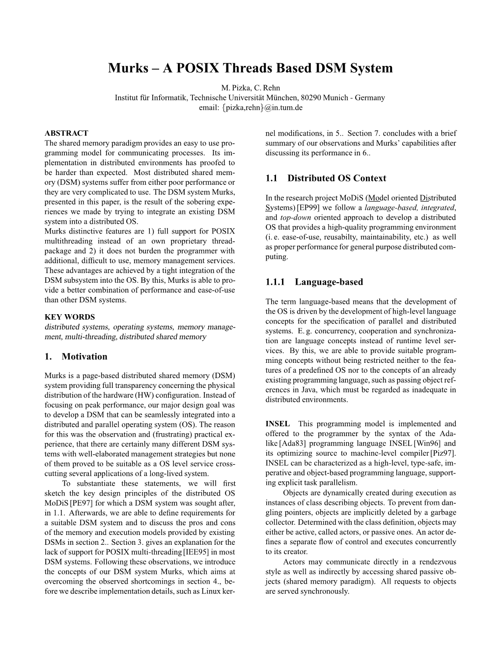 A POSIX Threads Based DSM System