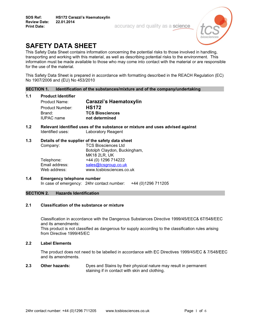 Material Safety Data Sheet