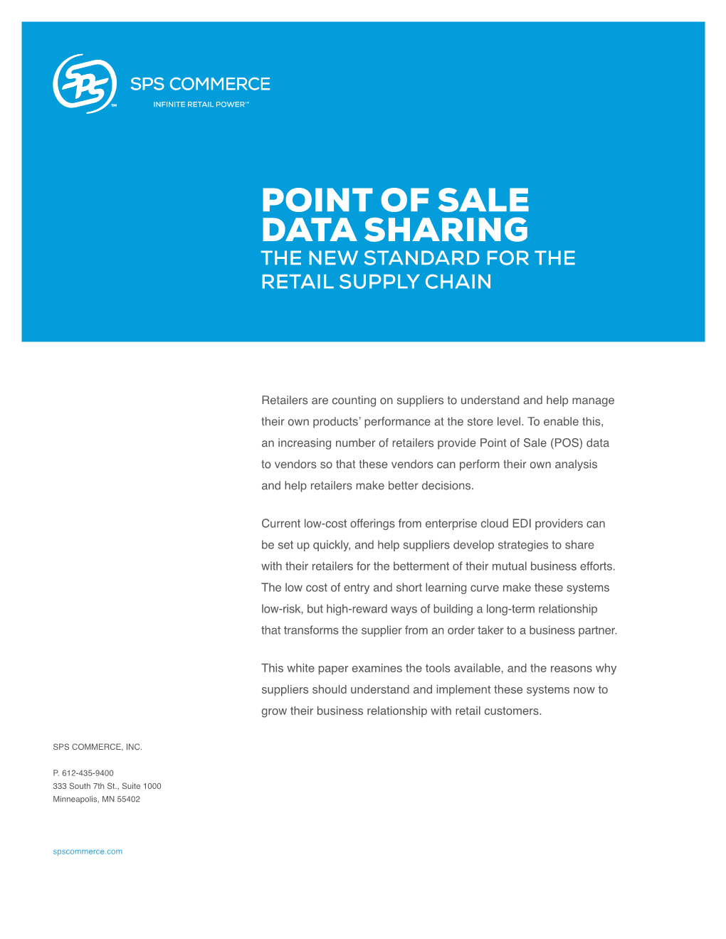 Point of Sale Data Sharing the New Standard for the Retail Supply Chain