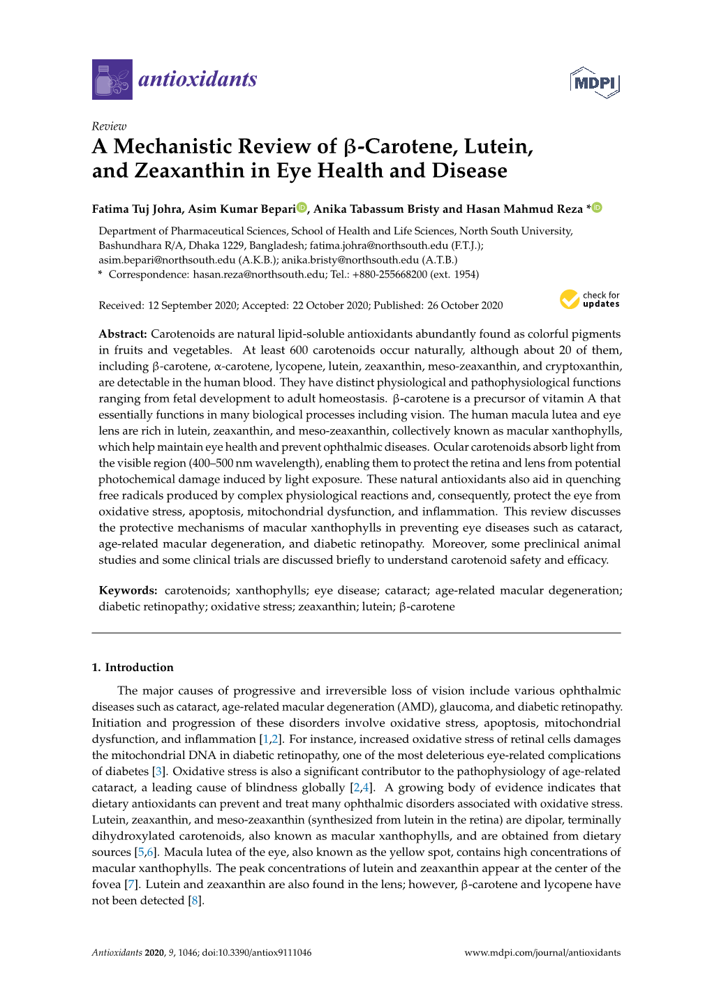 Carotene, Lutein, and Zeaxanthin in Eye Health and Disease