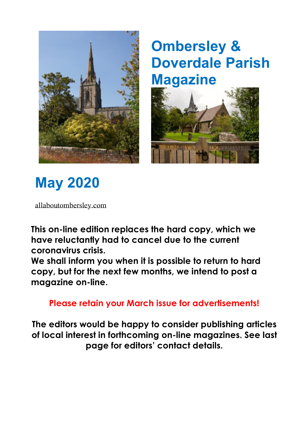 Ombersley & Doverdale Parish Magazine May 2020